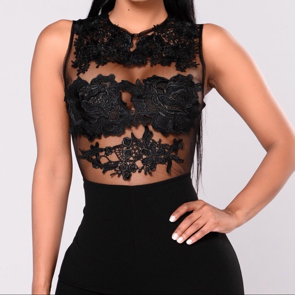 Fashion Nova Tops - ❗️Sale❗️Fashion nova black  lace bodysuit